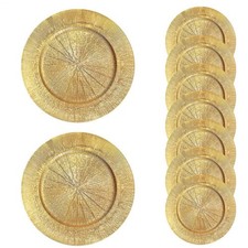 100PCS Bright Gold Charger Plates Bulk- 13In round Plastic Chargers For Dinner-