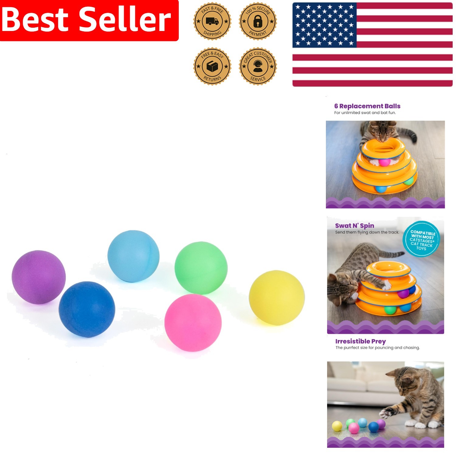 Cat Track Toy Replacement Balls, Interactive Fun, Exercise T
