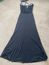 Lipsy Long black dress with sequined shoulders Size 8