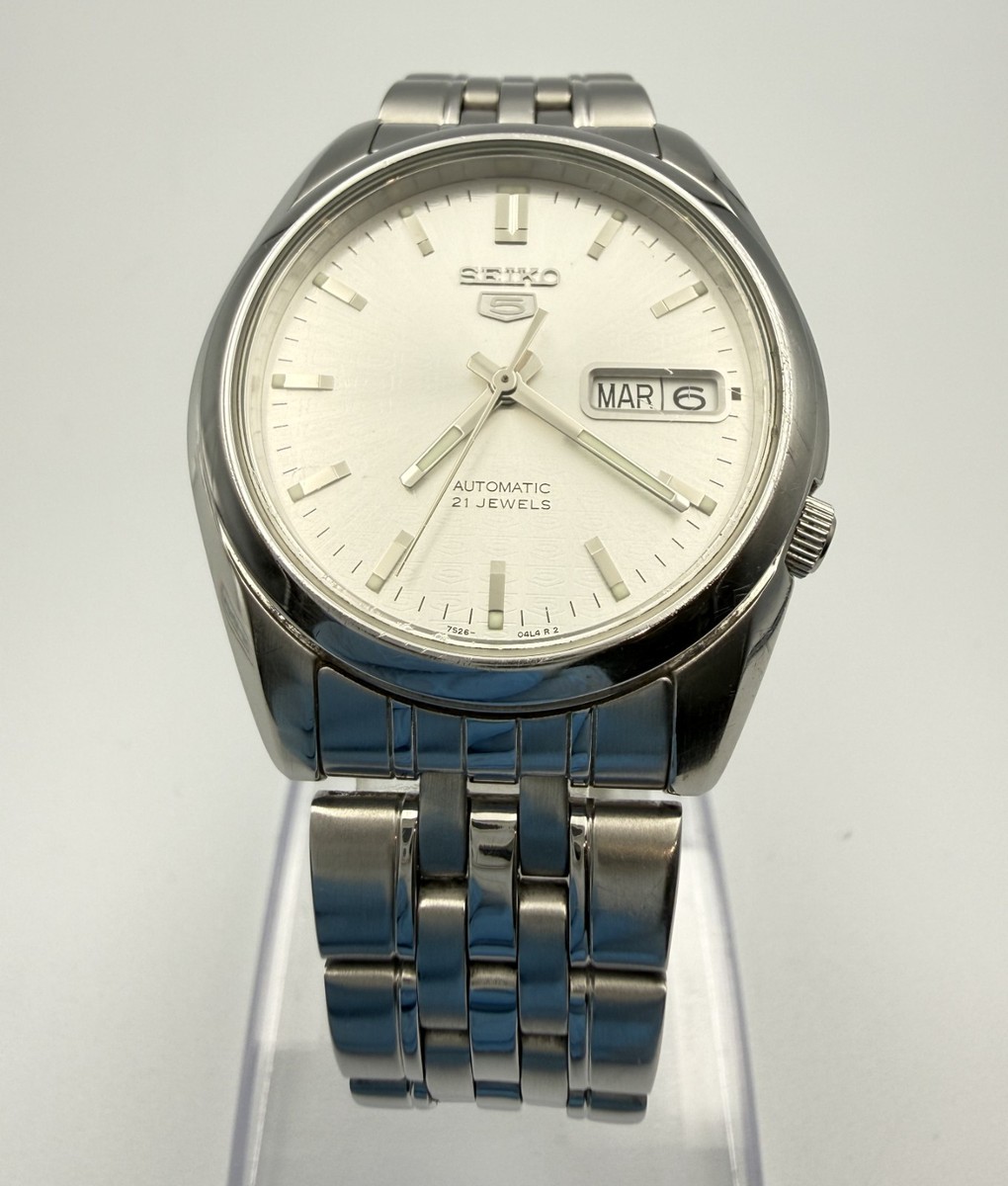 SEIKO 5 Automatic Watch 7S26-01V0 21 JEWELS Silver Dial Japan