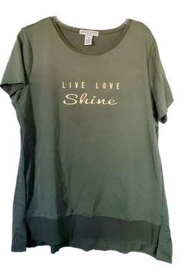 Jamie & Layla Womens Sz XL Top LIVE LOVE SHINE PRINT  B9