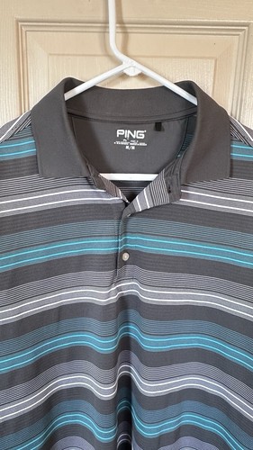 Ping Performance Mens Med Striped Multicolored Short Sleeve Golf Polo Shirt - Picture 3 of 5