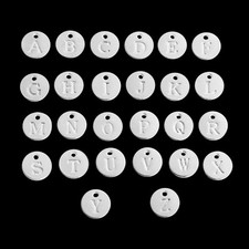 ❤ 26 pcs Silver Plated Round Initial Letter Complete ALPHABET A-Z Charms 12mm ❤
