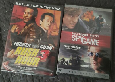 Lot 2 new Action DVDs - Rush Hour 3 & Spy Game - Jackie Chan, Brad Pitt, Robert