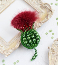 DIY Jewelry Making Beading kit Thistle Brooch Bead Embroidery Pin Needlepoint