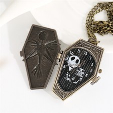 Steampunk Gothic Skull Quartz Pocket Watch with Chain Gifts for Men Women Kids