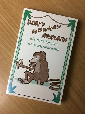 Medical Appointment Reminder Post Cards (Rediform ) ''Don't Monkey Around'' 50 Cnt