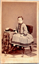 Antique 1860s CDV Photo Stylish Little Girl with Hat