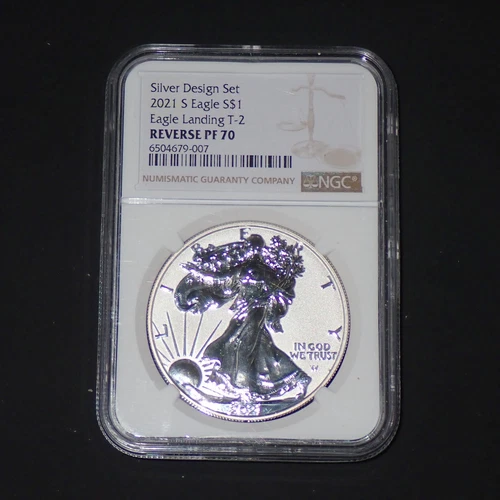 2021 S REVERSE PROOF SILVER EAGLE NGC PF70 T2 ONE COIN FROM THE DESIGNER SET