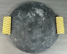 Decorative Round Marvel Tray With Brass Handles 