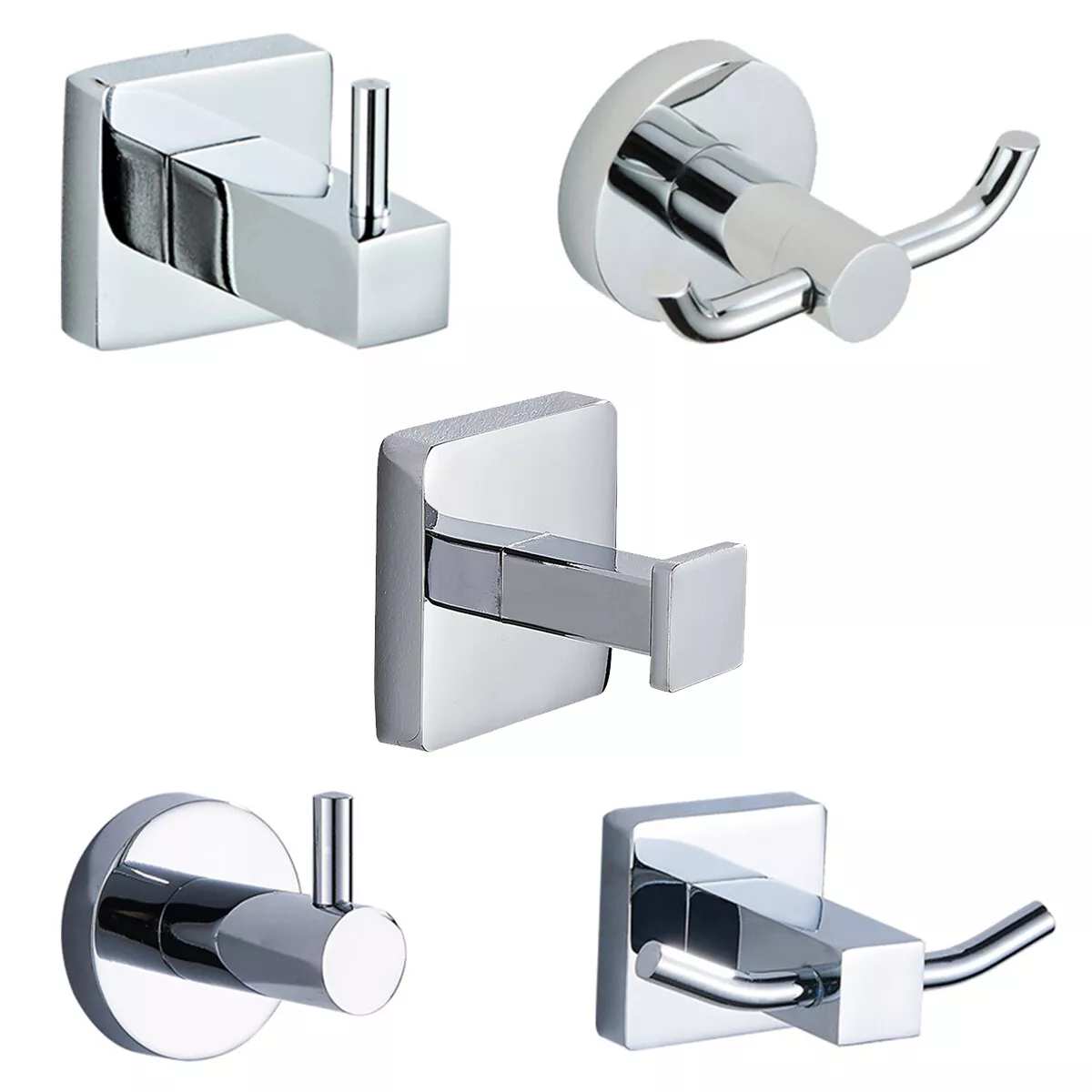 Robe Coat Hooks Bathroom Towel Hooks Hanger Chrome Wall Mounted Stainless  Steel