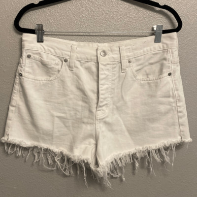 Madewell-Relaxed Denim shorts- White- frayed hem- Size 28