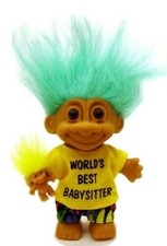 BABYSITTER - World's Best Babysitter Troll Doll Baby Troll Aqua Hair My Lucky