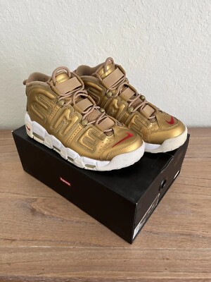 Size 8 - Supreme x Air More Uptempo Metallic Gold. Good condition, box and laces