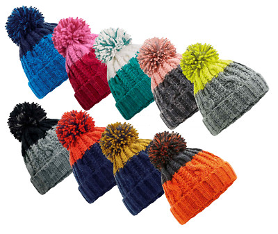 Beechfield Soft Spun Acrylic Apres Beanie Ski Bommel Mütze