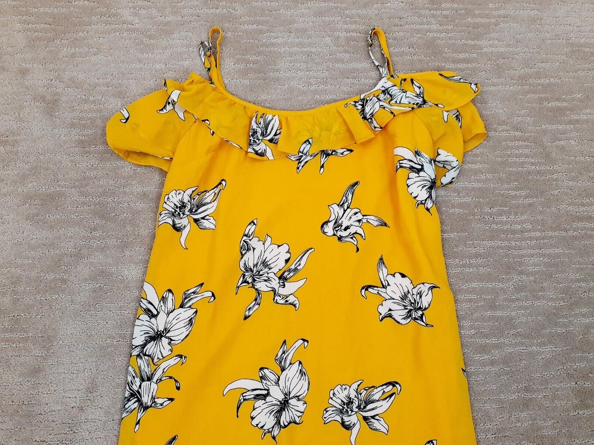 Abercrombie & Fitch Dress Women's S Yellow Floral Off The Shoulder