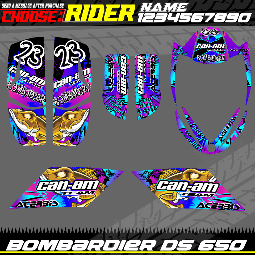 Can am ds 650 bombardier Kit graphics decals stickers DS650 CANAM atv quad wrap eBay