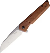 Kershaw - AVERT Spring Assist SPEEDSAFE Flipper Knife Brown Wood Handle KAI 1432