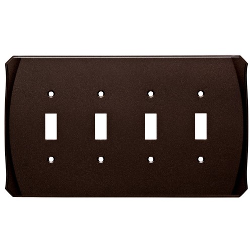 Bronze Quad Toggle Wall Plate Quad Switch Plate Cocoa - Picture 2 of 2