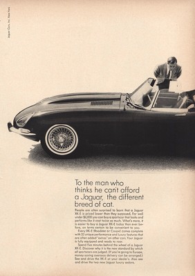 1964 Jaguar: Man Who Thinks He Cant Afford Vintage Print Ad