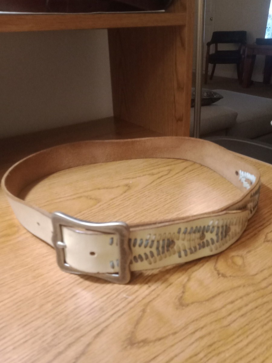 Lucky Brand Womens size Small Cream Leather Belt Brass  display picture 1