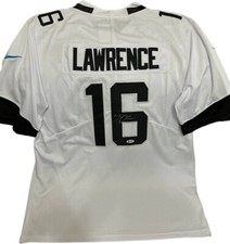 Trevor Lawrence White Jacksonville Jaguars Hand Signed Jersey size M Beckett COA