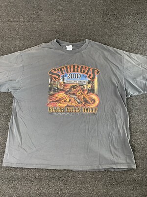 Vintage Y2K Men s 2XL Sturgis Black Hills Rally 2007 Motorcycle Tee Distressed