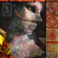 Collage Canvas Abstract Painting Print   OOAK Female Outsider Pop Art Signed