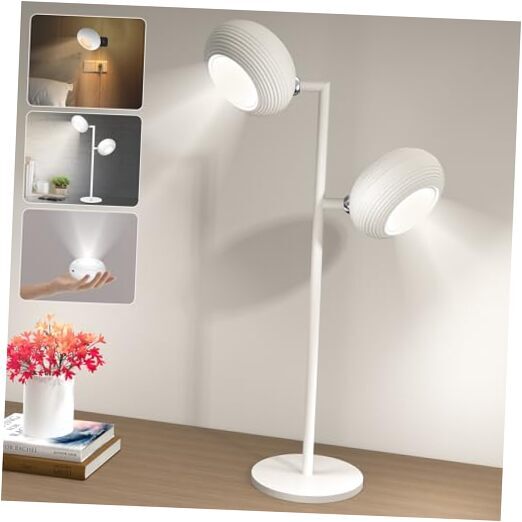 Magnetic Cordless Table Lamp Tree Lamp with 2 Rotatable Heads Rechargeable LED