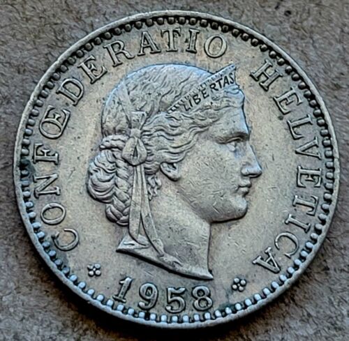 1958 Switzerland 20 Rappen Swiss World Coin