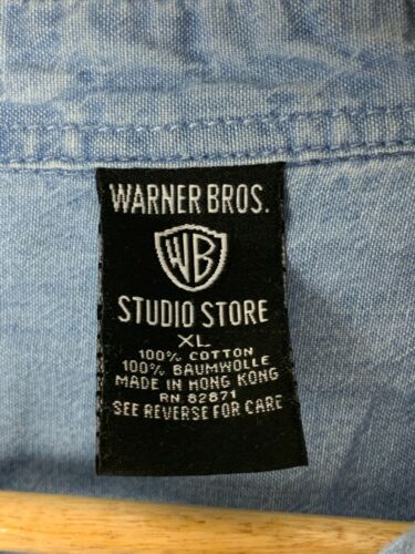 Vintage 90s Looney Tunes Warner Bros Denim Shirt XL Bugs Bunny Taz Tweety Unisex - Picture 5 of 11