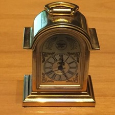 Tempus Fugit Churchill Miniatur goldfarbene Kutschenuhr Retro Sammlerst&uuml;ck