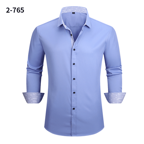 New Men's Elastic Dress Shirts Formal Business Long Sleeves Casual Shirts Tops - Picture 13 of 28
