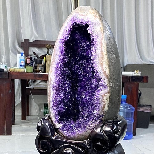15.09LB High quality Natural Amethyst geode quartz crystal Dinosaur egg heal