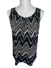 Anthropologie NAÏF Sleeveless Chevron Black Tan Top Size Small Tie New