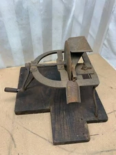 Antique Pat 1863 Primitive Cherry Pitter Cast Iron Spider Legs & Wooden Base 13"