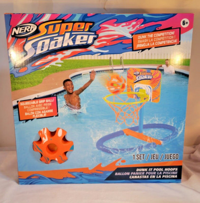 Nerf Super Soaker Dunk It Pool Hoops for Ages 6+  folding hoop floating base