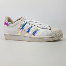 Girl's ADIDAS 'Superstar J Hologram' Sz 4.5 US Runners White  3 Extra 10 Off