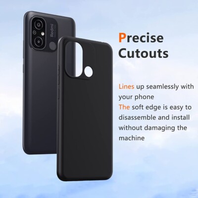 LCEHTOGYE Cover per Redmi 12C + Pellicola Protettiva in Vetro Temperato,Nero Custodie Morbido Silicone Case Ultra Sottile TPU Custodia per Redmi 12C (6,71) - KE156