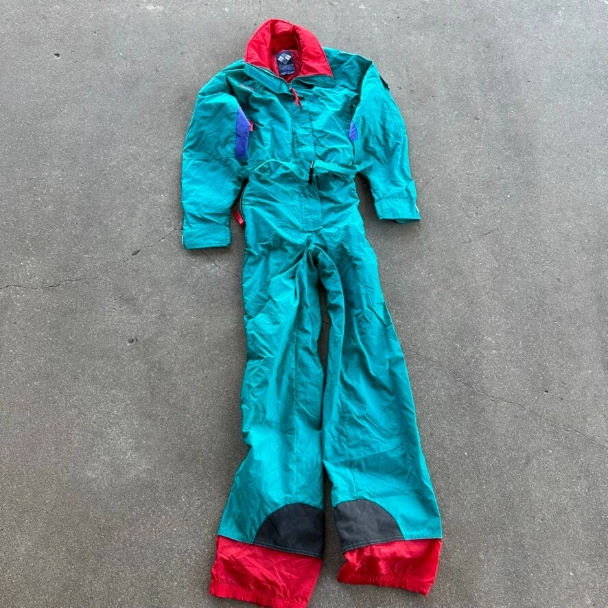 columbia ski suit one piece snowsuit snow bib vtg bugaboo 80s 90s 