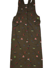 Vintage Alexander Campbell Green All Over Print Sleeveless Button Front Dress 6