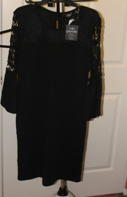 MILLE GABRIELLE BLACK STRETCHY 3/4 LENGTH SLEEVE NEW SHEATH DRESS, XL