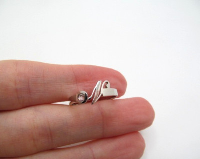 925 Sterling Silver Initial N Letter Ring Sparkling Pink Crystal Size 7.75