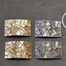 Vintage Lot 2 Prs Musi Shoe Clips Geometric Modernist Antiqued Gold Silver