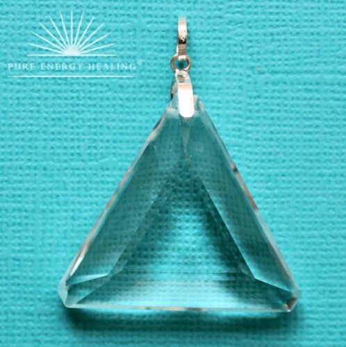 MEDIUM Clear Quartz Triangle Pendant [ 3.0cm 1.2inch Crystal ] Casa Brazil - Zdjęcie 1 z 3