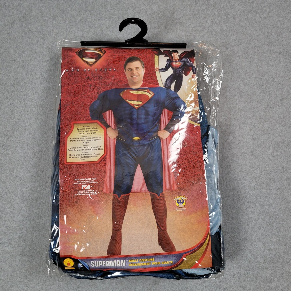 DC Superman Man Of Steel Costume Men One Size Plus Halloween