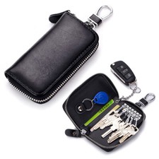 Mens Leather Key Holder Organizer Zipper Wallet Case Keychain Pouch Card Holder