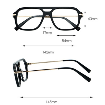 Vintage Square Double Bridge Eyeglass Frame Light Mixed Color