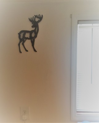 MED CAST IRON 3-D DEER METAL ART WILDLIFE RUSTIC LODGE MOUNTAIN CABIN WALL DECOR