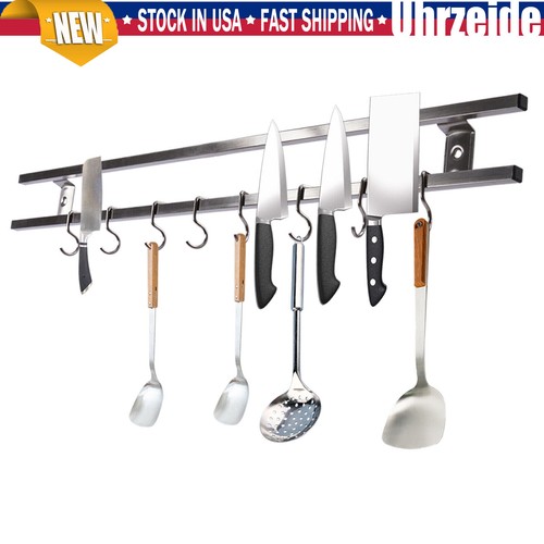 24Inch Magnetic Knife Holder Magnetic Knife Strip with 8 Hooks Powerful Magnetic - Picture 4 of 24